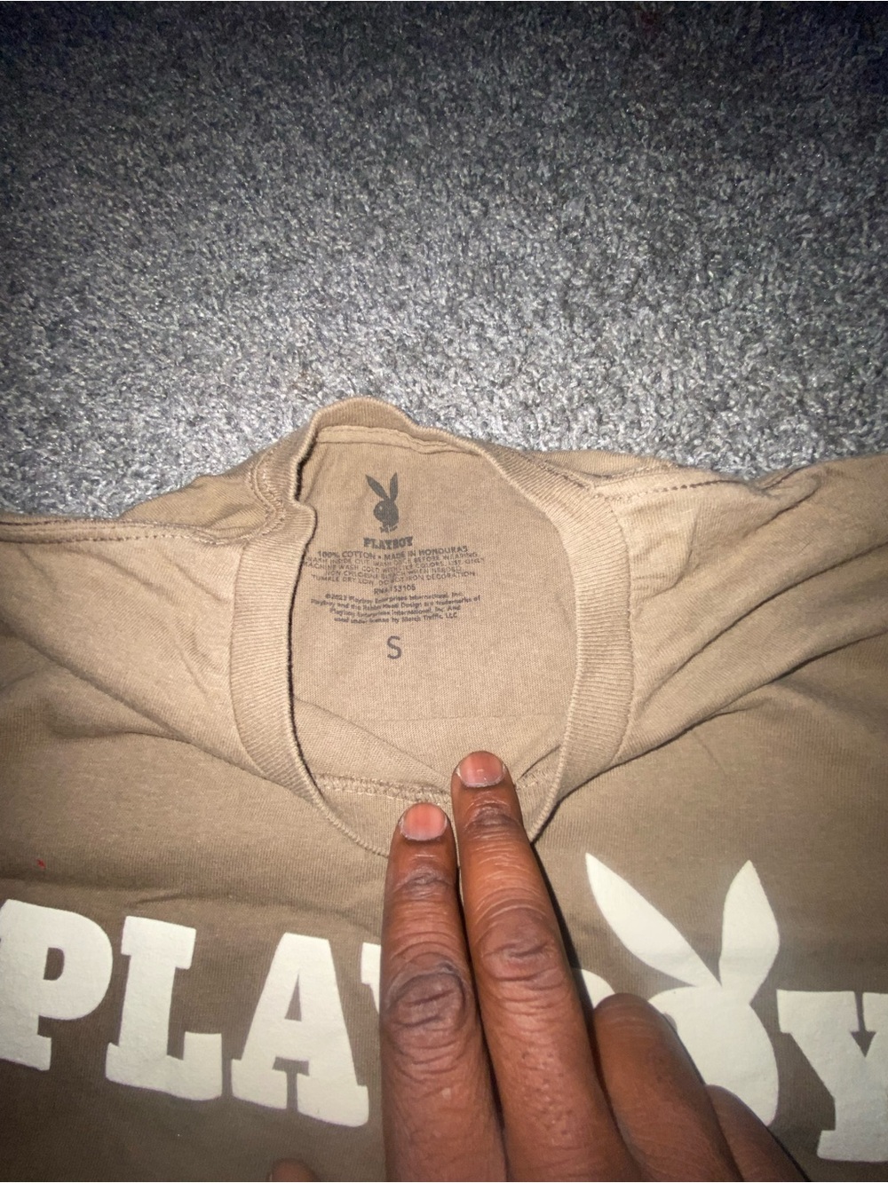 PLAYBOY Brown Short Sleeve Tee with Multicolor Stacked Logos - Picture 4 of 4